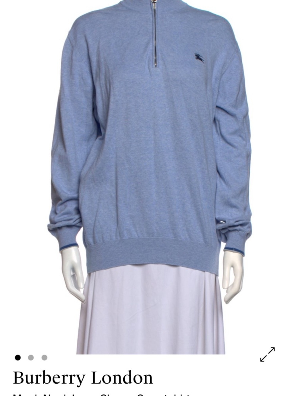 Burberry Powder Blue Half-Zip Crew Sweater